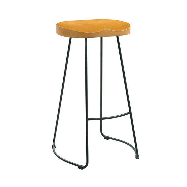 LPD Bar Stool Bailey Pine Wood Seat Black Metal  Leg Bar Stool Bed Kings
