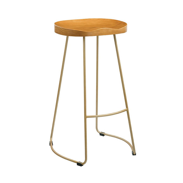 LPD Bar Stool Bailey Pine Wood Seat Gold Effect Leg Bar Stool Bed Kings