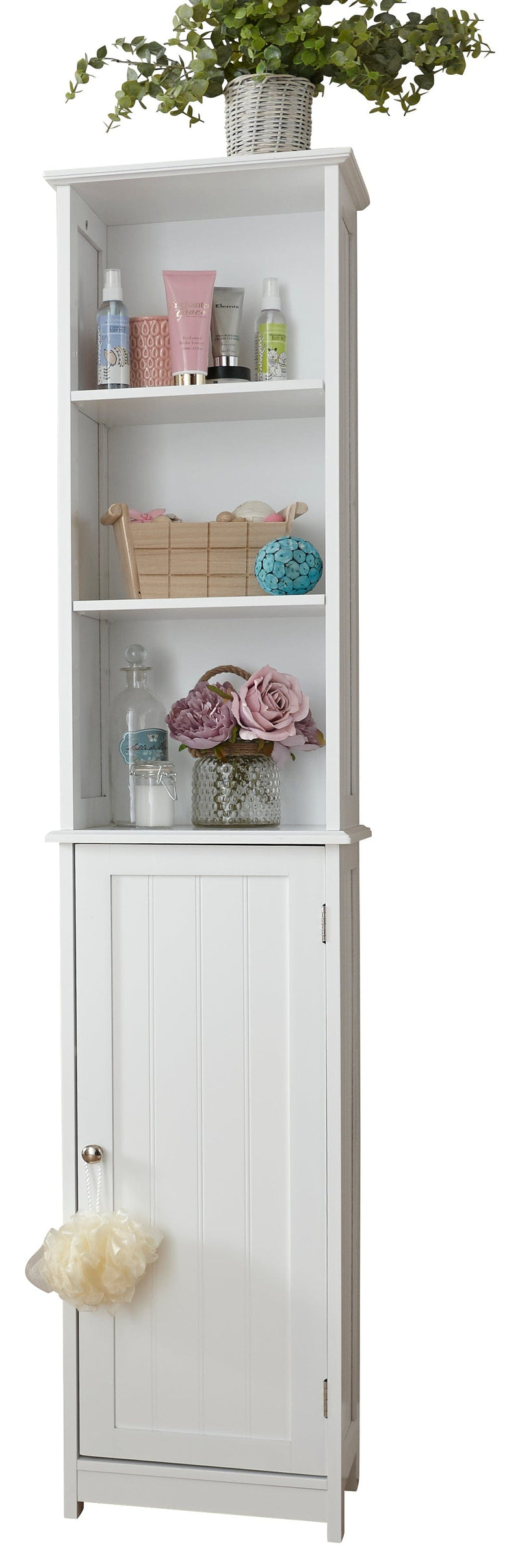 GFW Bathroom Cabinet Colonial Tall Cupboard White Bed Kings
