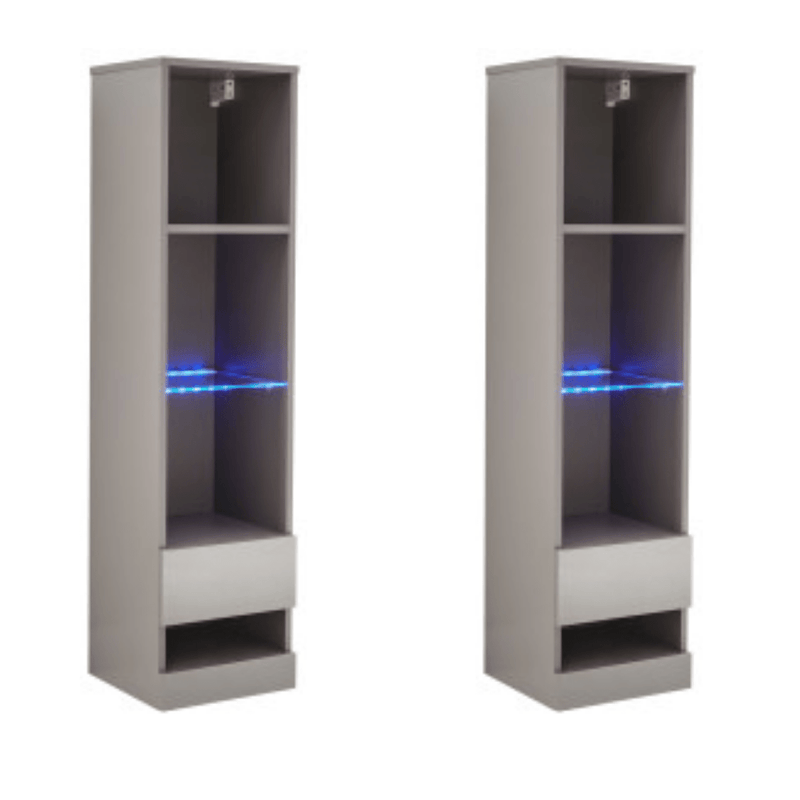 Bed Kings GALICIA TALL SHELVING UNITS PAIR GREY Bed Kings