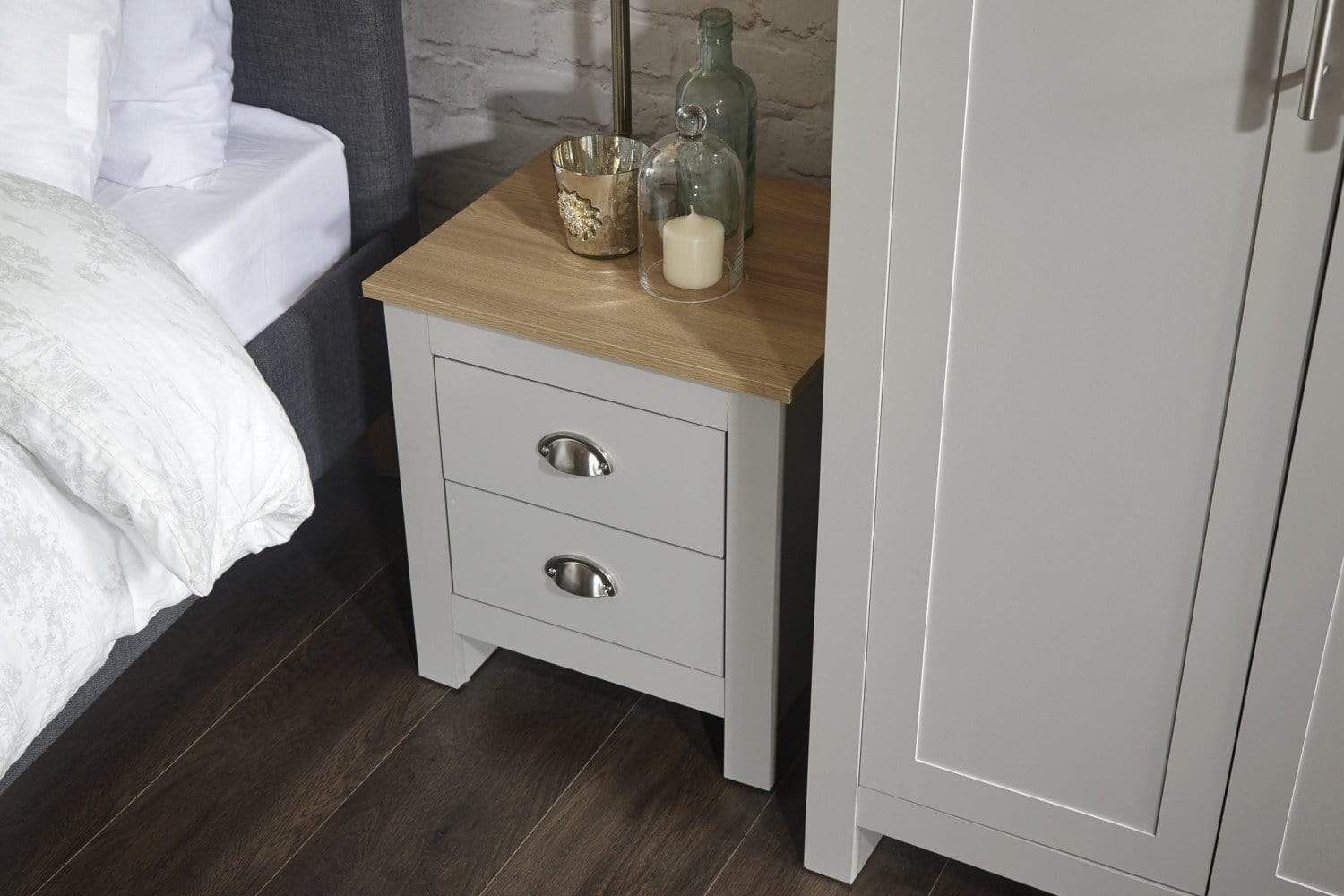 GFW Bedroom Set Lancaster 3 Piece Set Grey Bed Kings