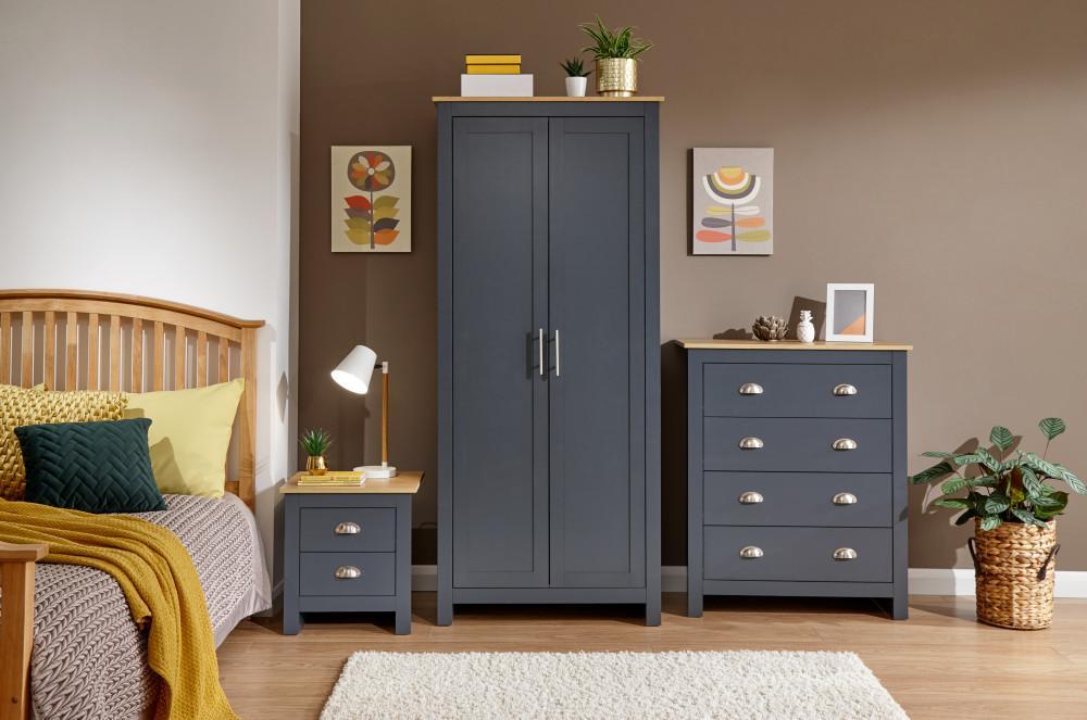 GFW Bedroom Set Lancaster 3 Piece Set Slate Blue Bed Kings