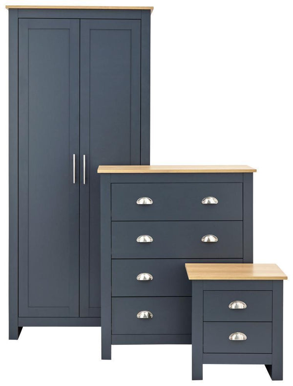 GFW Bedroom Set Lancaster 3 Piece Set Slate Blue Bed Kings