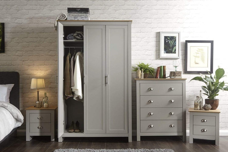 GFW Bedroom Set Lancaster 4 Piece Set Grey Bed Kings