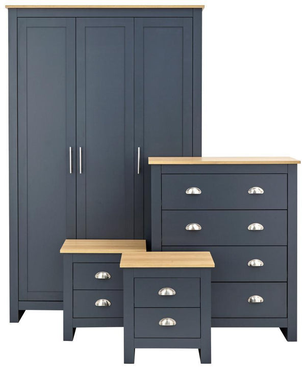 GFW Bedroom Set Lancaster 4 Piece Set Slate Blue Bed Kings