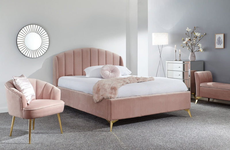 GFW Bedroom Set Pettine 3 Piece Bedroom Set in Pink - Lift Up Bed, Chair & Storage Ottoman Bed Kings