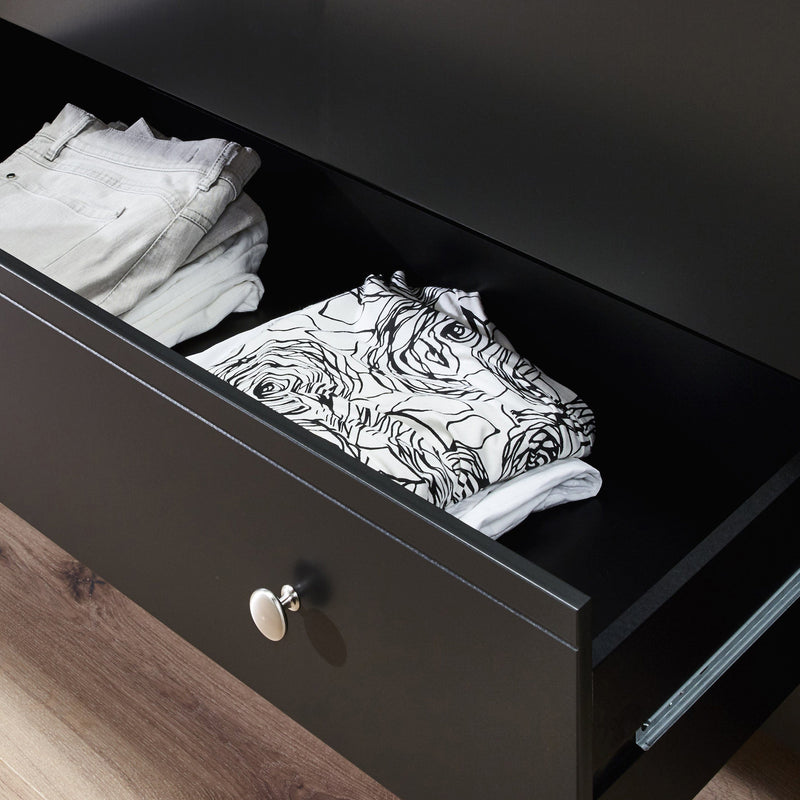 FTG Bedside Cabinet Baroque Nightstand Black Bed Kings