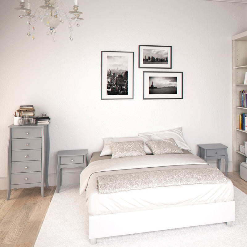 FTG Bedside Cabinet Baroque Nightstand Grey Bed Kings