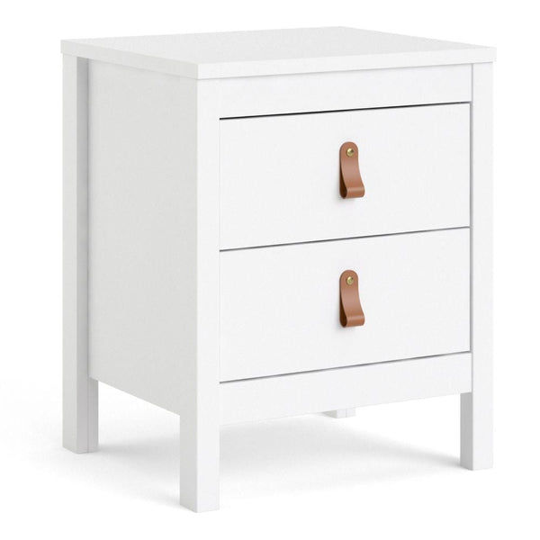 FTG Bedside Cabinet CLEARANCE Barcelona Bedside Table 2 Drawers In White Bed Kings