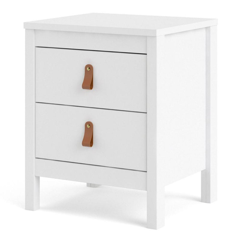 FTG Bedside Cabinet CLEARANCE Barcelona Bedside Table 2 Drawers In White Bed Kings