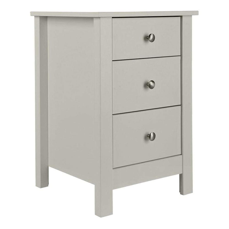 FTG Bedside Cabinet Florence 3 Drawer Bedside Cabinet Grey Bed Kings