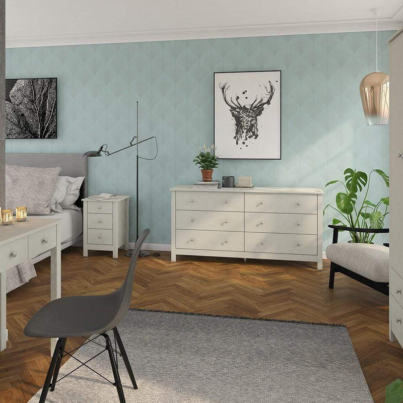 FTG Bedside Cabinet Florence 3 Drawer Bedside Cabinet Grey Bed Kings