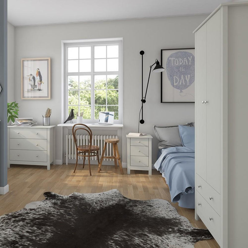 FTG Bedside Cabinet Florence 3 Drawer Bedside Cabinet Grey Bed Kings