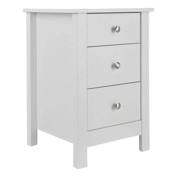 FTG Bedside Cabinet Florence 3 Drawer Bedside Cabinet White Bed Kings