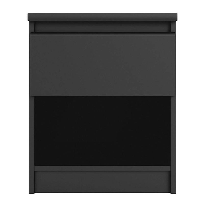 FTG Bedside Cabinet Naia Bedside - 1 Drawer 1 Shelf in Black Matt Bed Kings