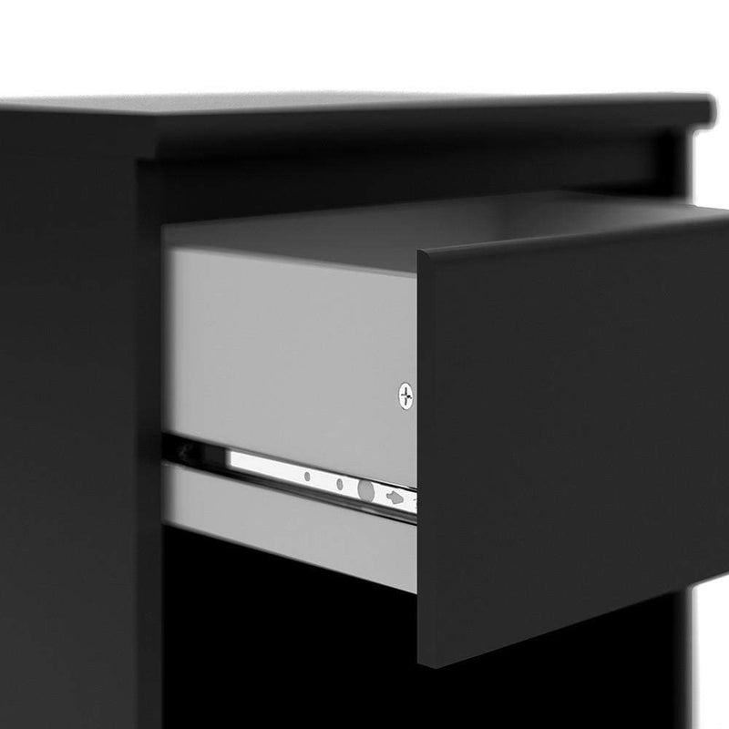 FTG Bedside Cabinet Naia Bedside - 1 Drawer 1 Shelf in Black Matt Bed Kings