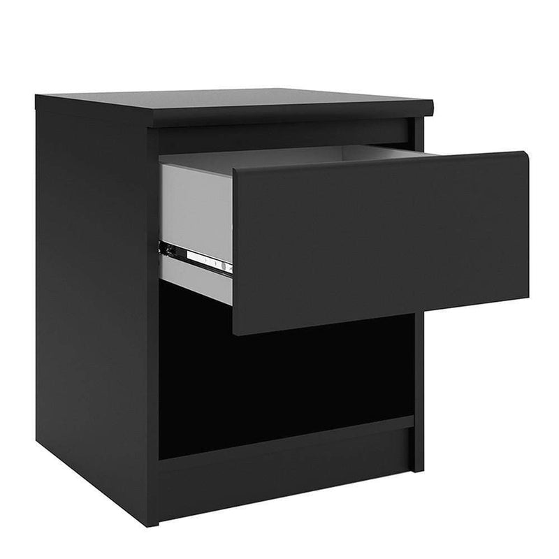 FTG Bedside Cabinet Naia Bedside - 1 Drawer 1 Shelf in Black Matt Bed Kings