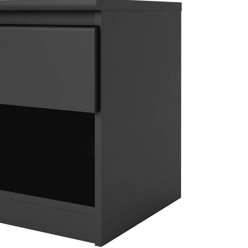 FTG Bedside Cabinet Naia Bedside - 1 Drawer 1 Shelf in Black Matt Bed Kings