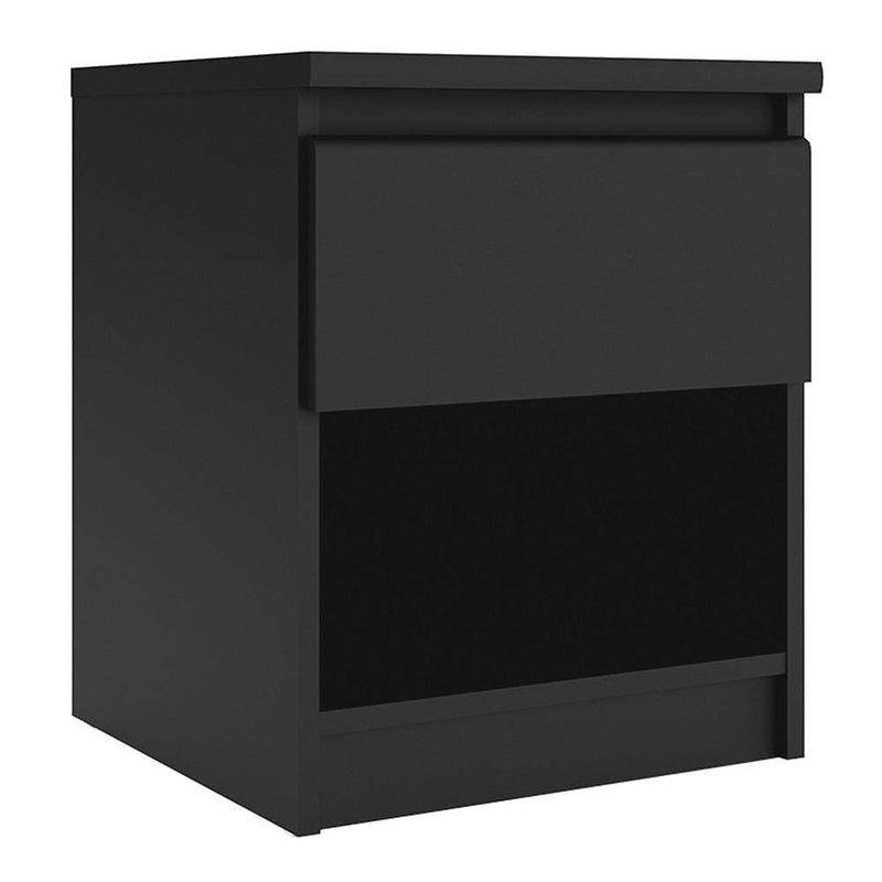 FTG Bedside Cabinet Naia Bedside - 1 Drawer 1 Shelf in Black Matt Bed Kings