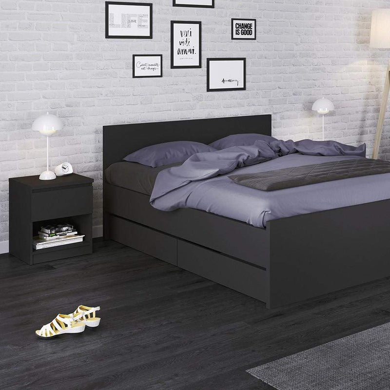 FTG Bedside Cabinet Naia Bedside - 1 Drawer 1 Shelf in Black Matt Bed Kings
