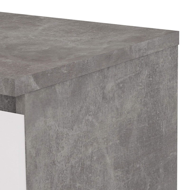 FTG Bedside Cabinet Naia Bedside - 1 Drawer 1 Shelf in Concrete and White High Gloss Bed Kings