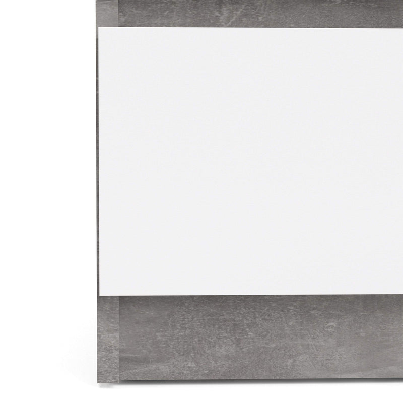 FTG Bedside Cabinet Naia Bedside - 3 Drawers in Concrete and White High Gloss Bed Kings