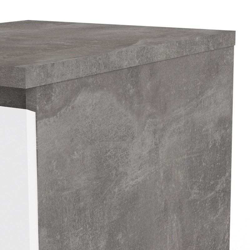 FTG Bedside Cabinet Naia Bedside - 3 Drawers in Concrete and White High Gloss Bed Kings