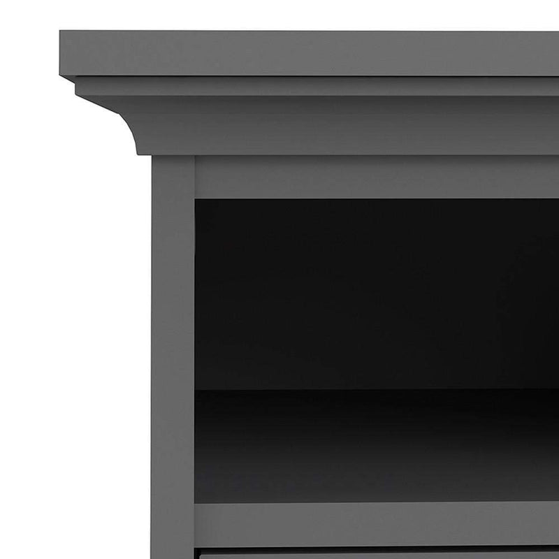 FTG Bedside Cabinet Paris Bedside 2 Drawers in Matt Grey Bed Kings