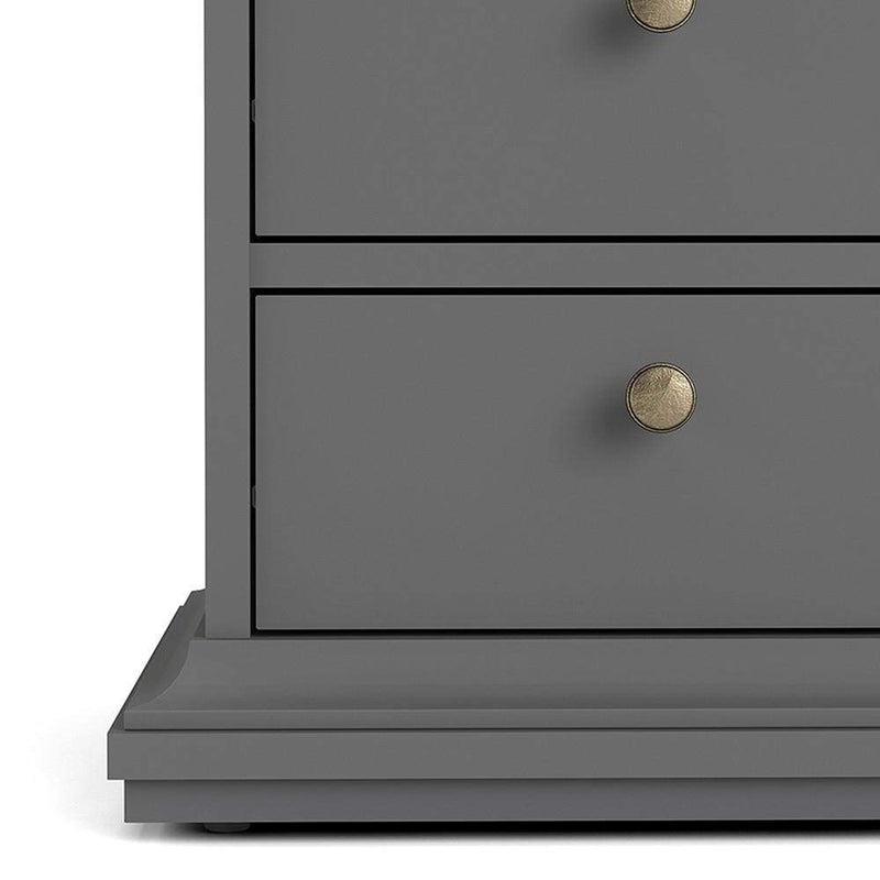 FTG Bedside Cabinet Paris Bedside 2 Drawers in Matt Grey Bed Kings