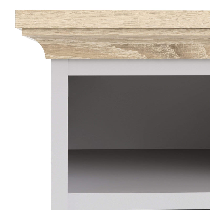 FTG Bedside Cabinet Paris Bedside 2 Drawers in White and Oak Bed Kings
