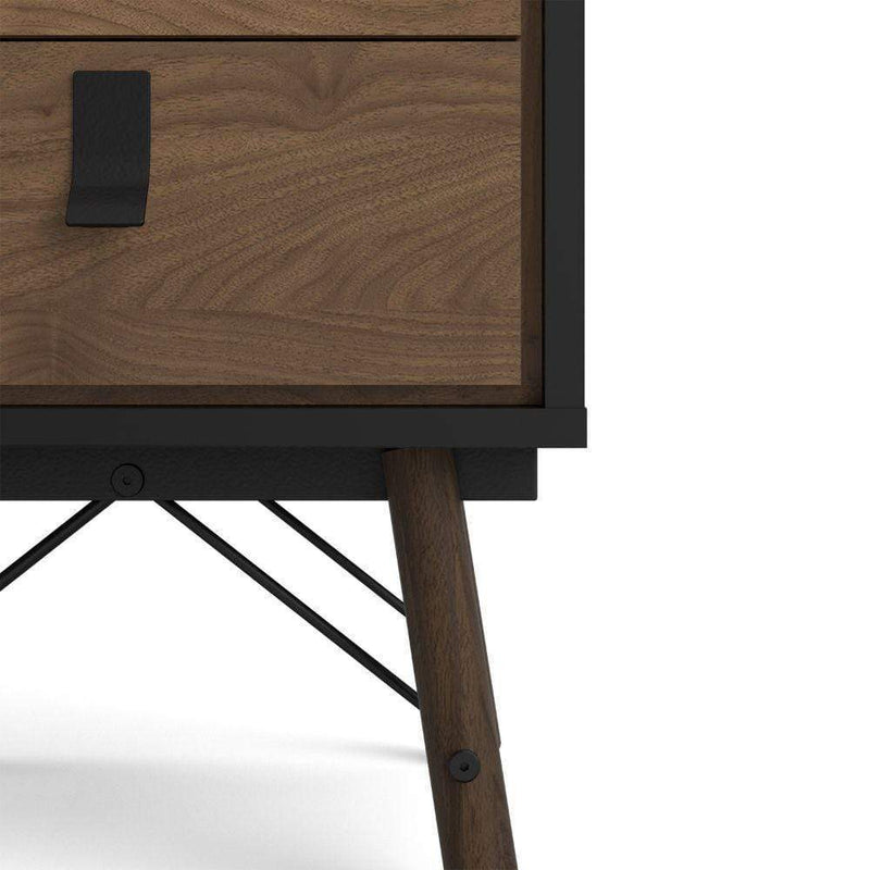 FTG Bedside Cabinet Ry Bedside Cabinet 2 Drawer In Matt Black Walnut Bed Kings