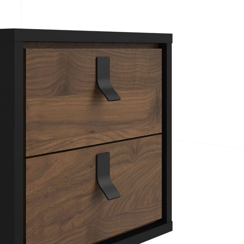 FTG Bedside Cabinet Ry Bedside Cabinet 2 Drawer In Matt Black Walnut Bed Kings