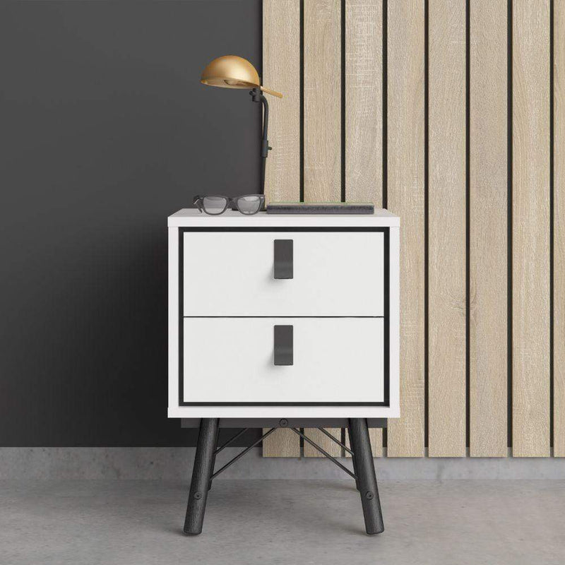 FTG Bedside Cabinet Ry Bedside Cabinet 2 Drawer In Matt White Bed Kings