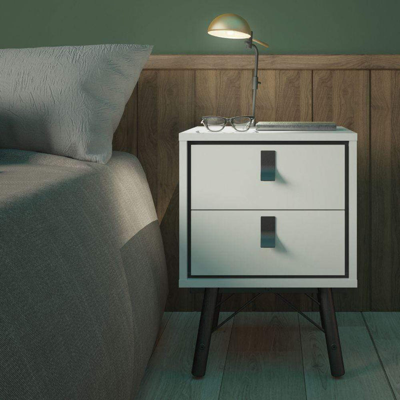 FTG Bedside Cabinet Ry Bedside Cabinet 2 Drawer In Matt White Bed Kings
