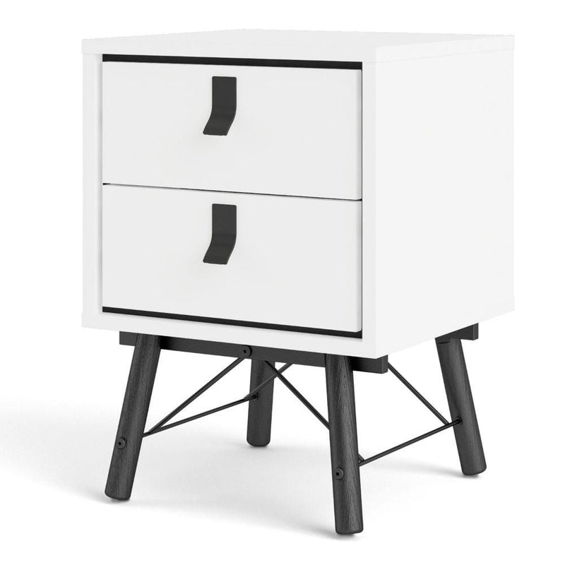 FTG Bedside Cabinet Ry Bedside Cabinet 2 Drawer In Matt White Bed Kings