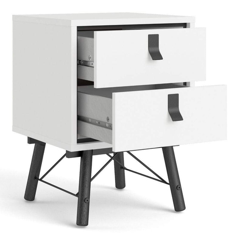 FTG Bedside Cabinet Ry Bedside Cabinet 2 Drawer In Matt White Bed Kings
