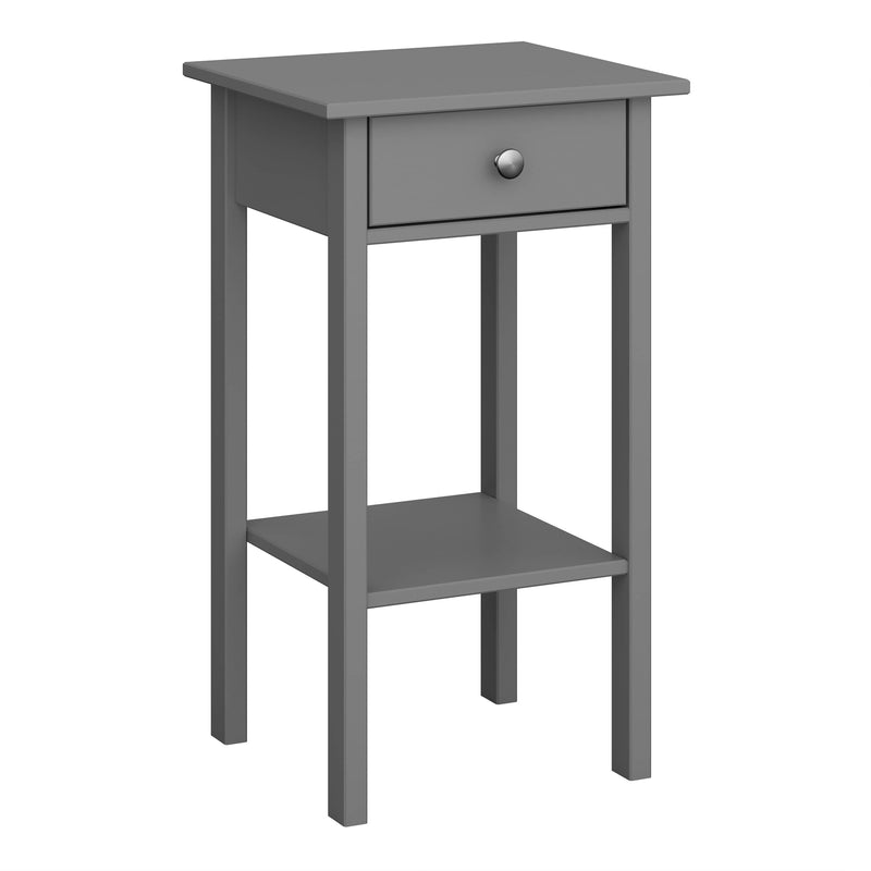 FTG Bedside Cabinet Tromso 1 Drawer Nightstand Grey Bed Kings
