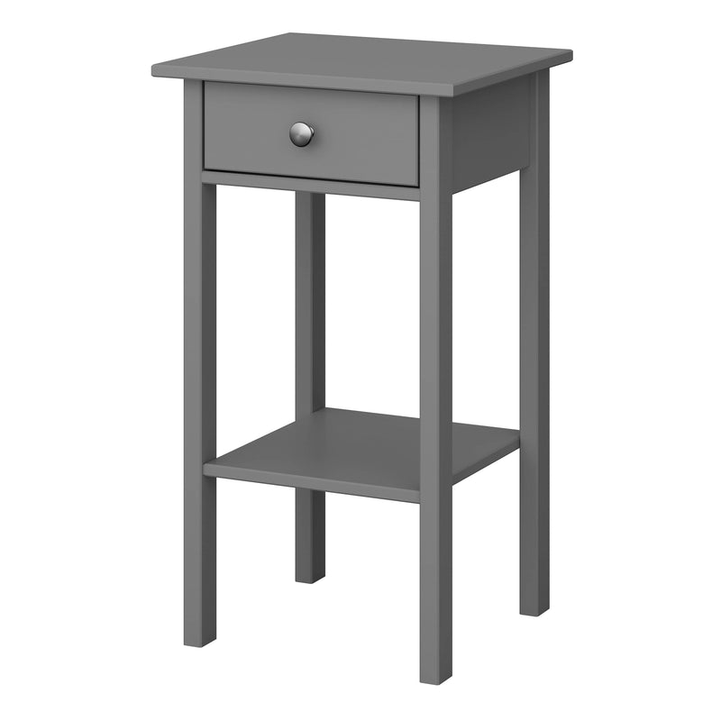 FTG Bedside Cabinet Tromso 1 Drawer Nightstand Grey Bed Kings