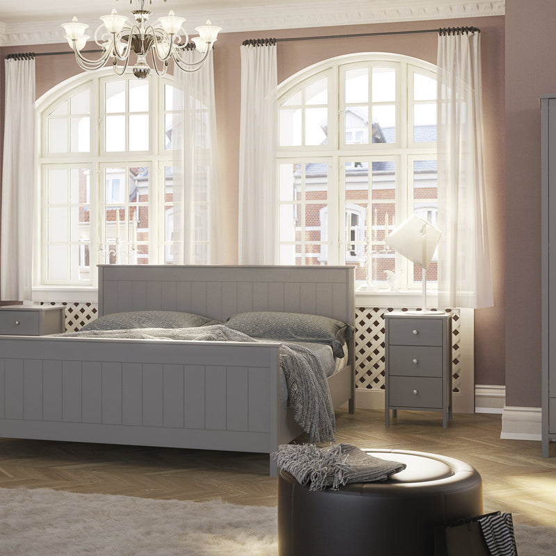 FTG Bedside Cabinet Tromso 1 Drawer Nightstand Grey Bed Kings