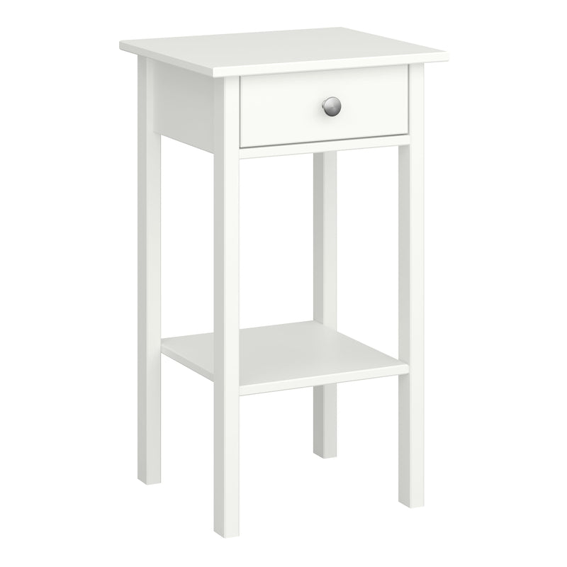 FTG Bedside Cabinet Tromso 1 Drawer Nightstand Off White Bed Kings
