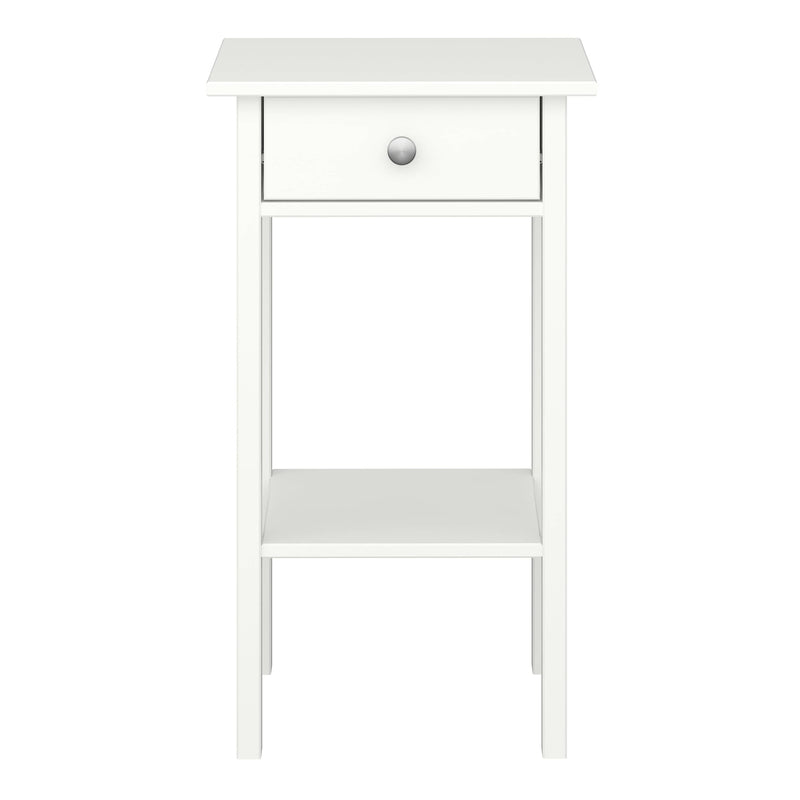 FTG Bedside Cabinet Tromso 1 Drawer Nightstand Off White Bed Kings