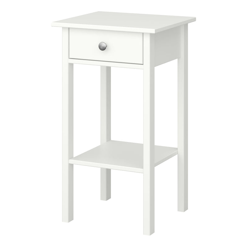 FTG Bedside Cabinet Tromso 1 Drawer Nightstand Off White Bed Kings