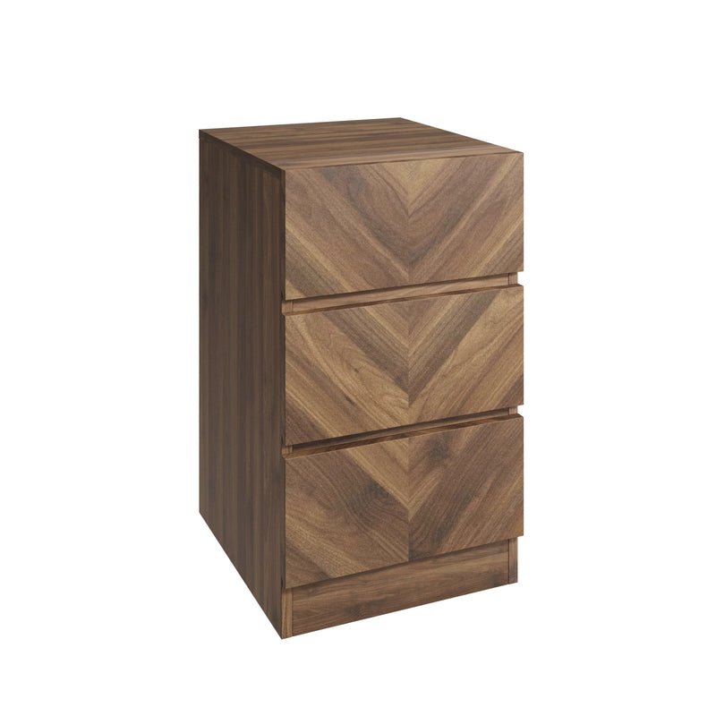 GFW Bedside Cabinet Catania 3 Drawer Bedside Table Royal Walnut - Twin Pack Bed Kings