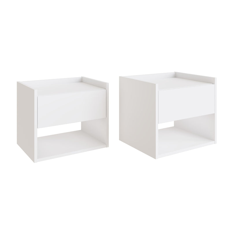 GFW Bedside Cabinet Harmony Wall Mounted Pair Of Bedside Tables White - GFW Bed Kings