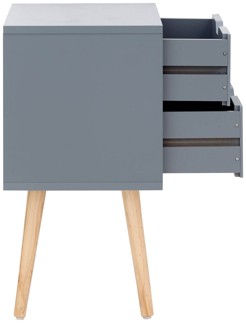 GFW Bedside Cabinet Nyborg Set of 2 Bedside Cabinets with 2 drawers Dark Grey Bed Kings