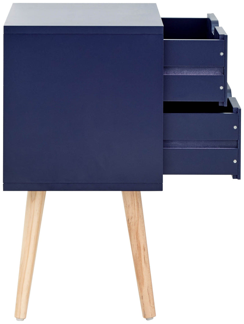 GFW Bedside Cabinet Nyborg Single 2 Drawer Bedside Nightshadow Blue Bed Kings