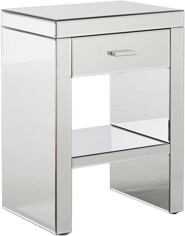 GFW Bedside Cabinet Venetian 1 Drawer Bedside Clear Mirror Finish Bed Kings