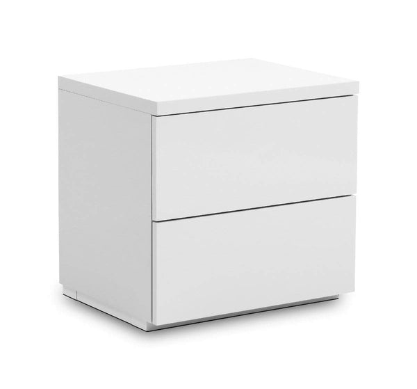 Julian Bowen Bedside Cabinet Monaco 2 Drw Bedside - White Gloss Bed Kings