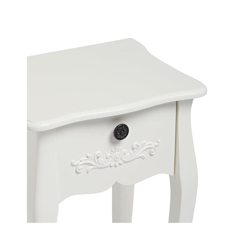 LPD Bedside Cabinet Antoinette 1 Drawer Night Stand White Bed Kings
