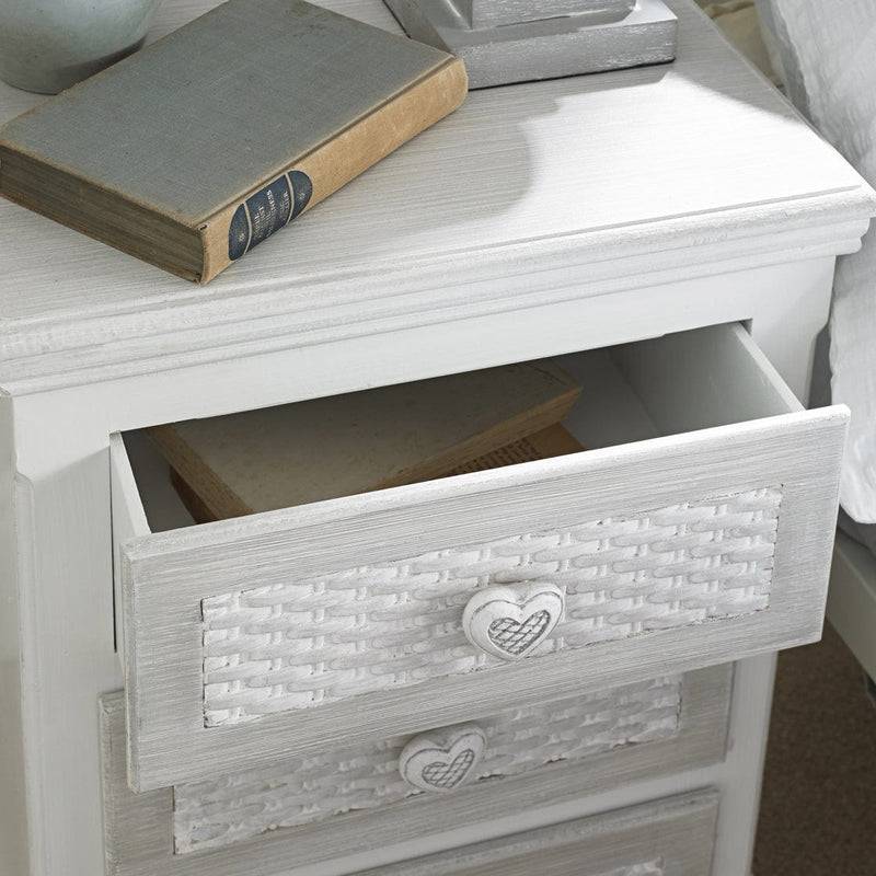 LPD Bedside Cabinet Brittany 3 Drawer Bedside White-Grey Bed Kings